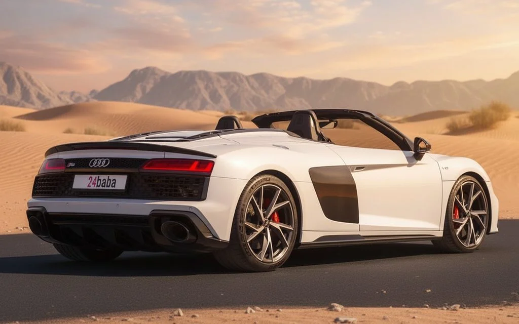 Audi R8 2024 White rear view showing taillights