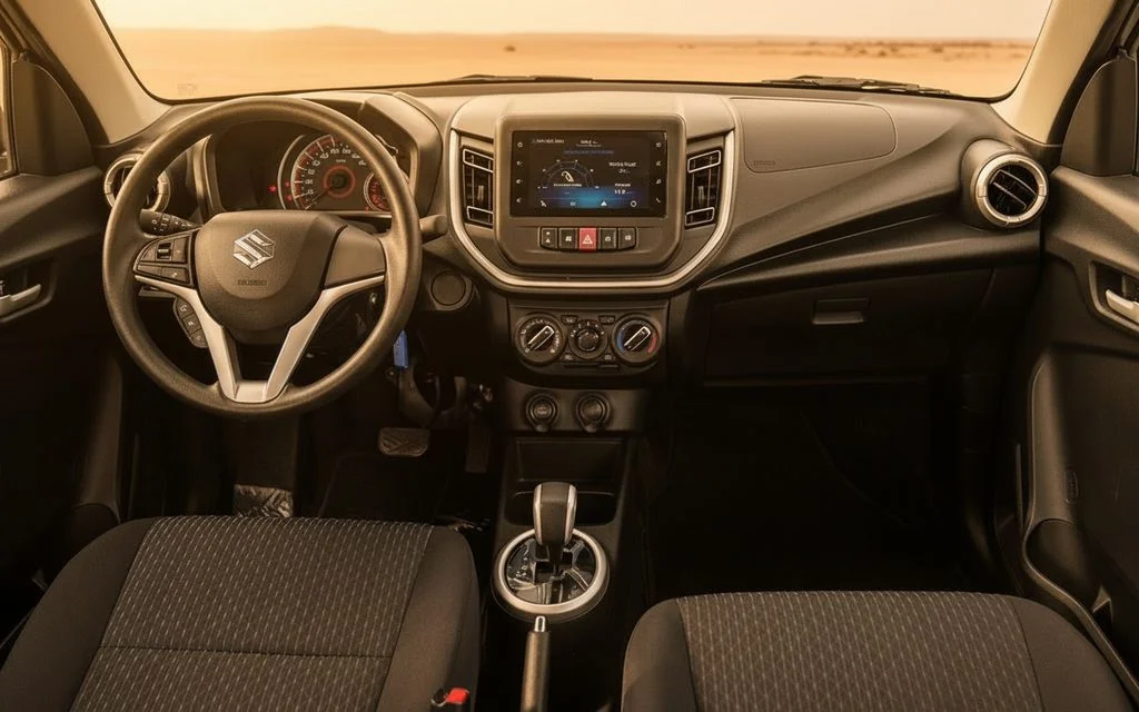Suzuki Celerio 2025 interior view showing trim – rental in Dubai