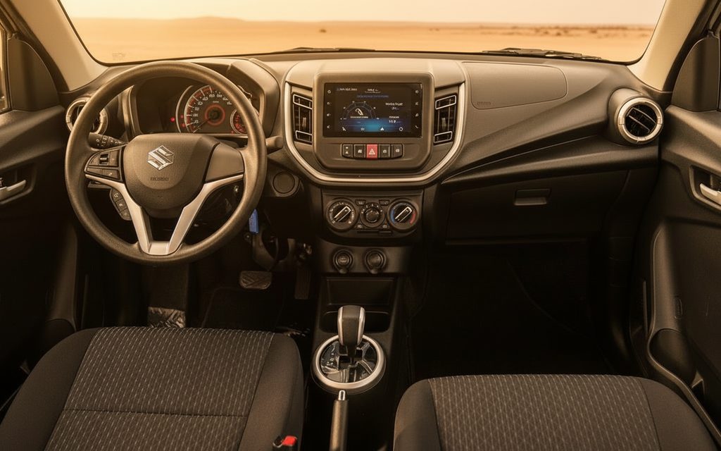 Suzuki Celerio 2025 interior view showing trim – rental in Dubai