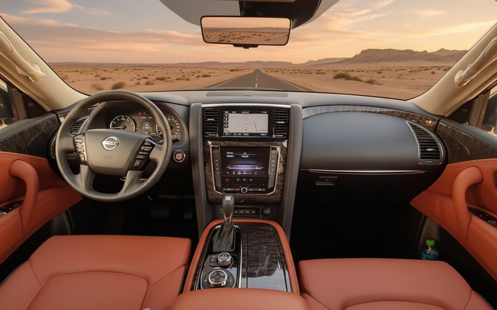 Nissan Patrol 2020 interior view showing trim – rental in Dubai
