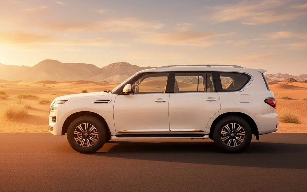 Nissan Patrol 2020 White side profile – rental in Dubai