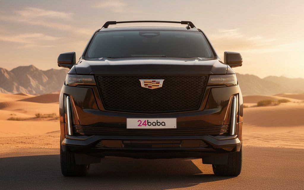 Cadillac Escalade 2023 Black front view with headlights