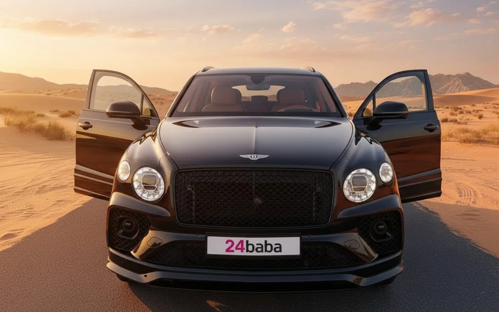 Bentley Bentayga 2022 Black front view with headlights