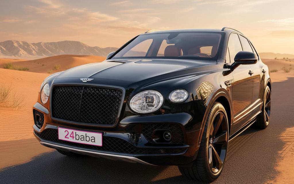 Bentley Bentayga 2022 Black front view with headlights