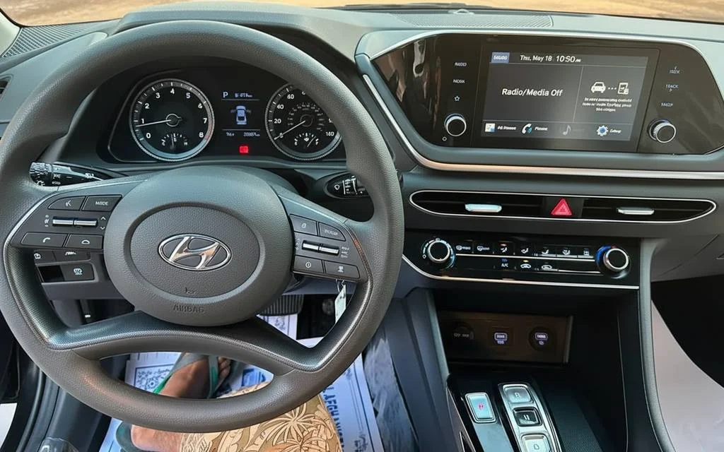 Hyundai Sonata 2022 interior view showing trim – rental in Dubai
