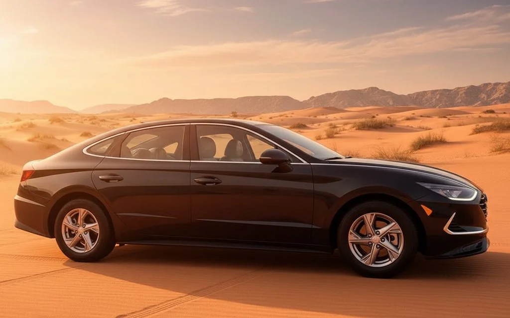 Hyundai Sonata 2022 Black side profile – rental in Dubai