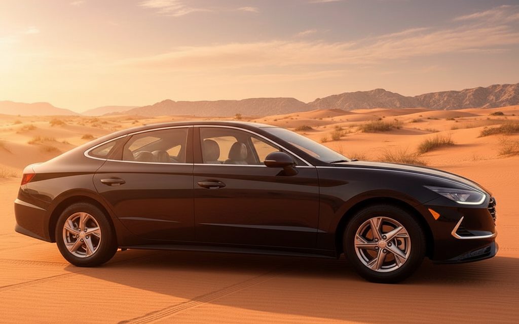 Hyundai Sonata 2022 Black side profile – rental in Dubai