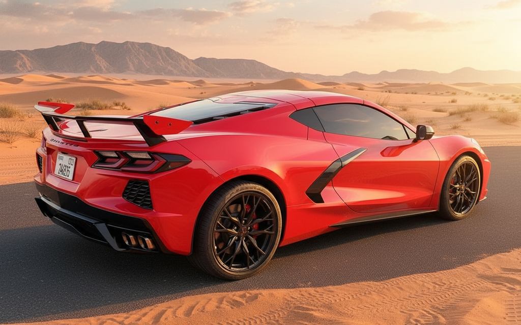 Chevrolet Corvette 2024 Red rear view showing taillights