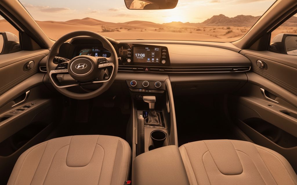 Hyundai Elantra 2024 interior view showing trim – rental in Dubai