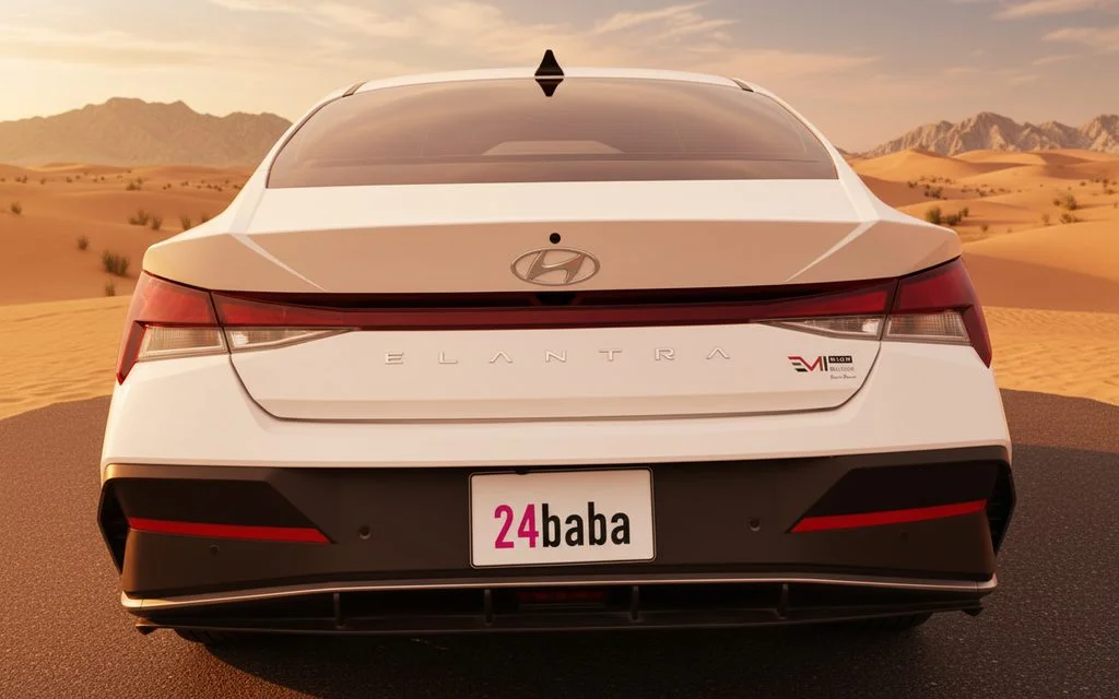 Hyundai Elantra 2024 White rear view showing taillights – rental in Dubai