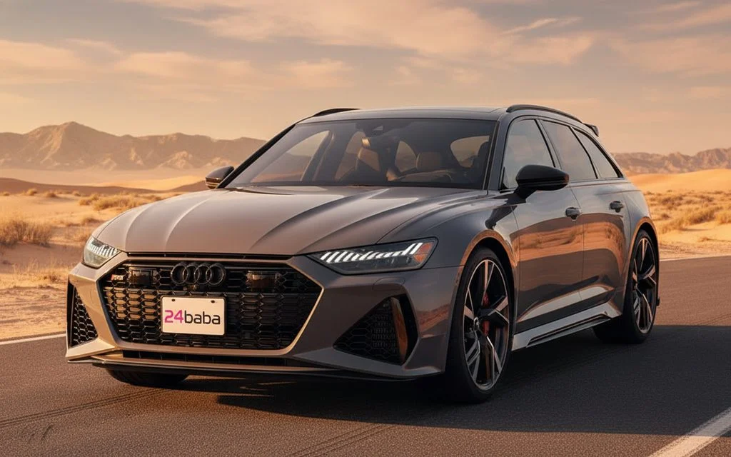 Audi Rs6 2022 Grey front view with headlights