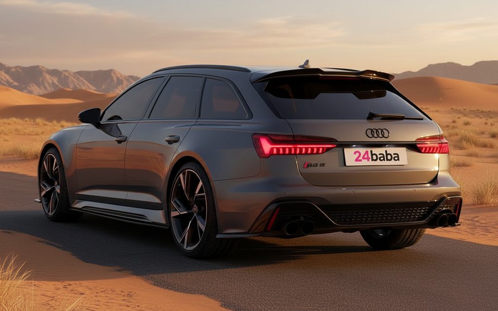 Audi Rs6 2022 Grey rear view showing taillights