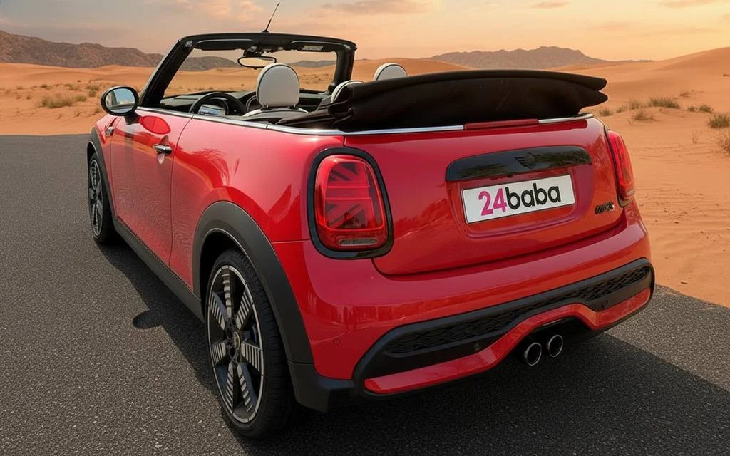 Mini Cooper 2024 Red rear view showing taillights