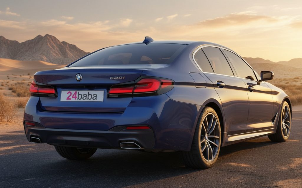 Bmw 520 2021 Blue rear view showing taillights
