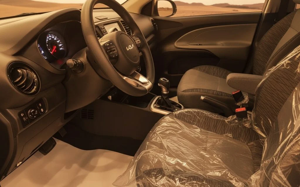 Kia Pegas 2024 interior view showing trim – rental in Dubai