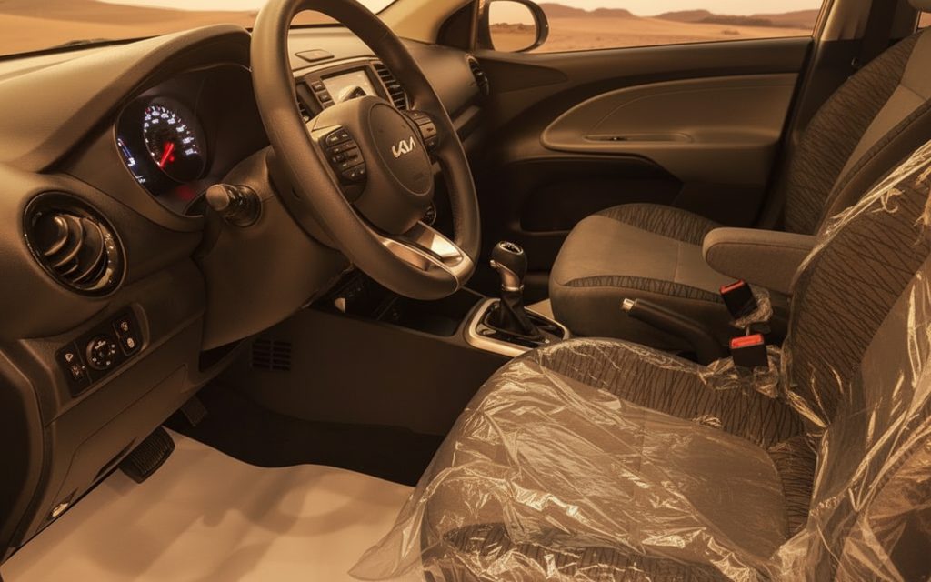 Kia Pegas 2024 interior view showing trim – rental in Dubai