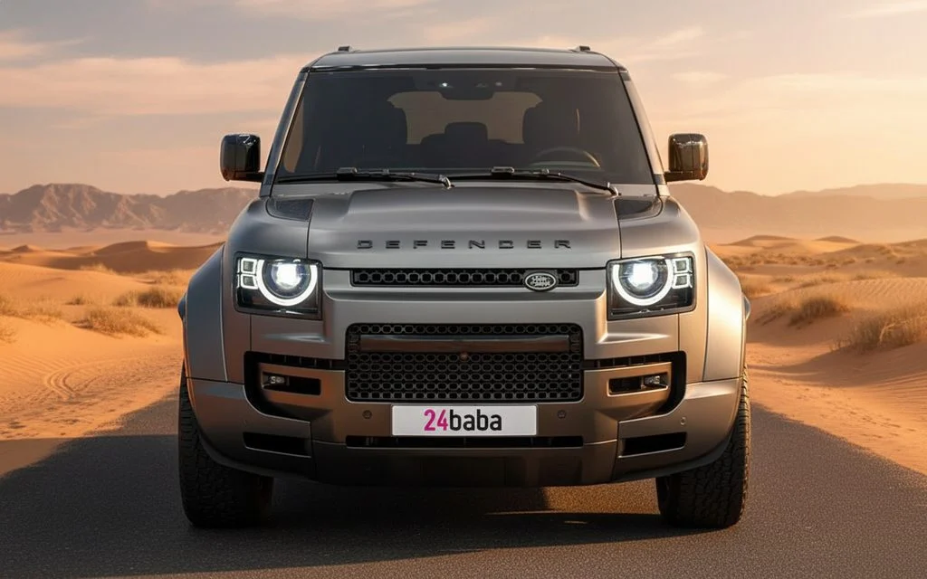 LandRover Defender 2025 Grey front view with headlights