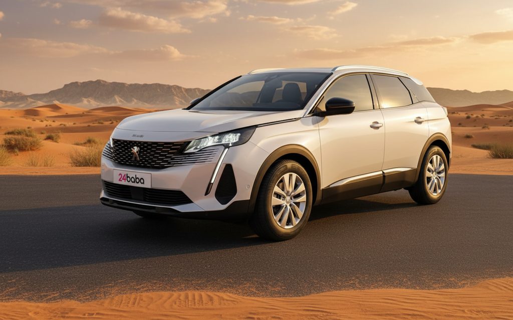 Peugeot 3008 2025 White front view with headlights