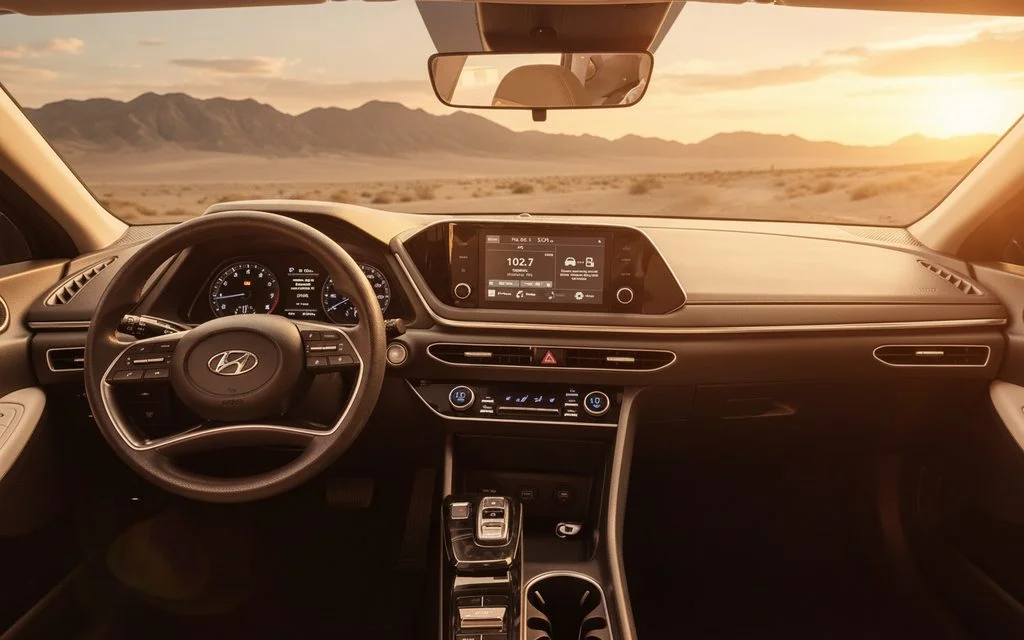 Hyundai Sonata 2021 interior view showing trim – rental in Dubai