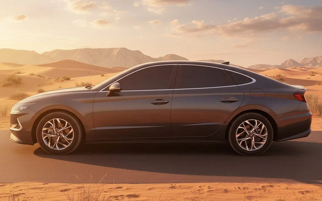 Hyundai Sonata 2021 Grey side profile – rental in Dubai