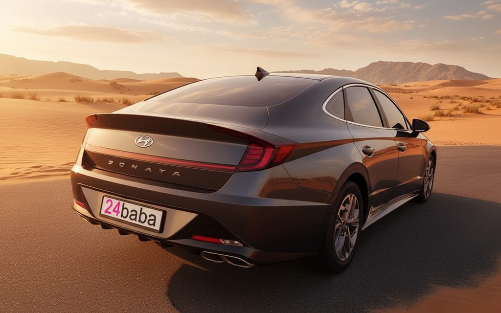 Hyundai Sonata 2021 Grey rear view showing taillights – rental in Dubai