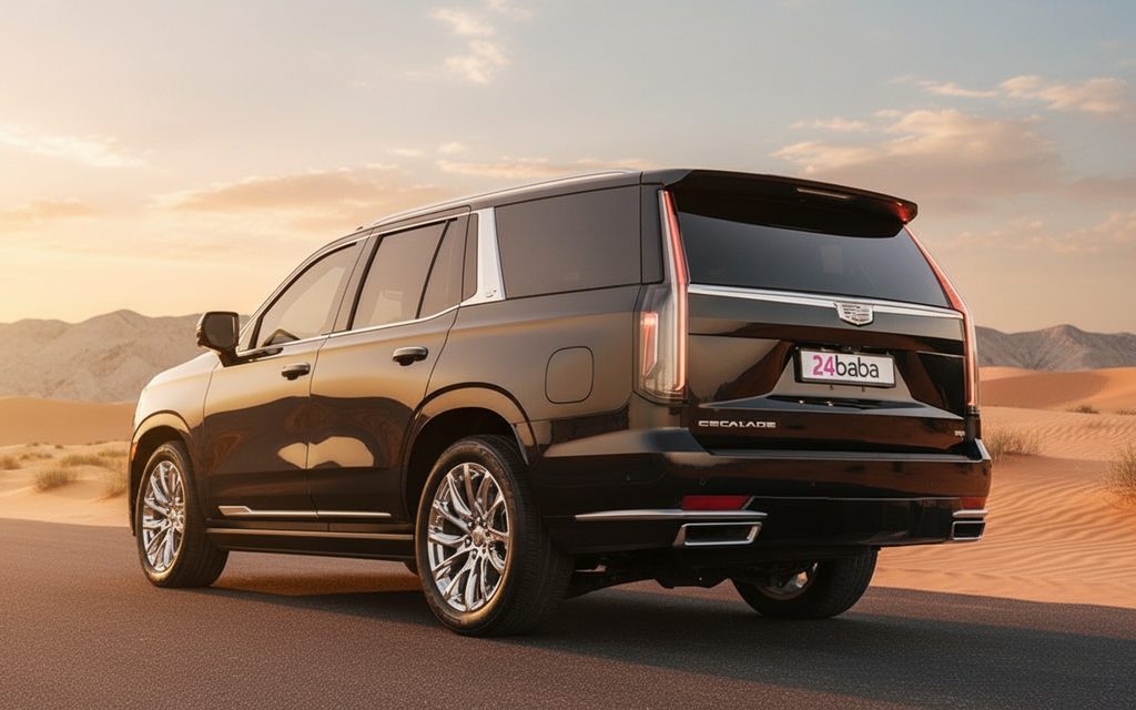 Cadillac Escalade 2023 Black rear view showing taillights
