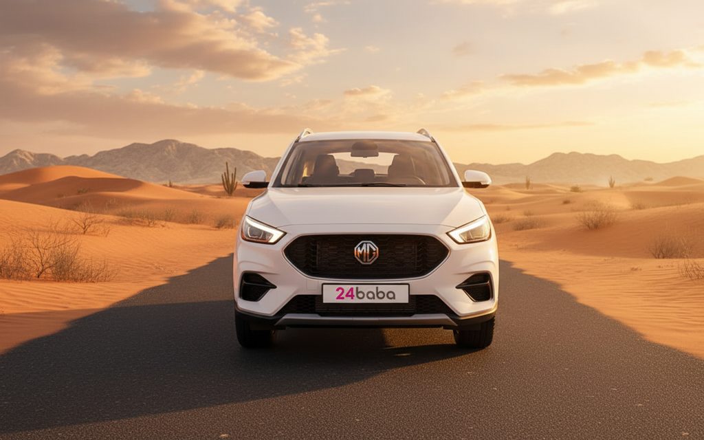 Mg Zs 2024 White front view with headlights