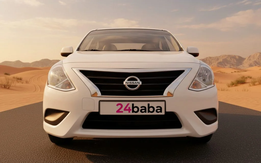 Nissan Sunny 2024 White front view with headlights