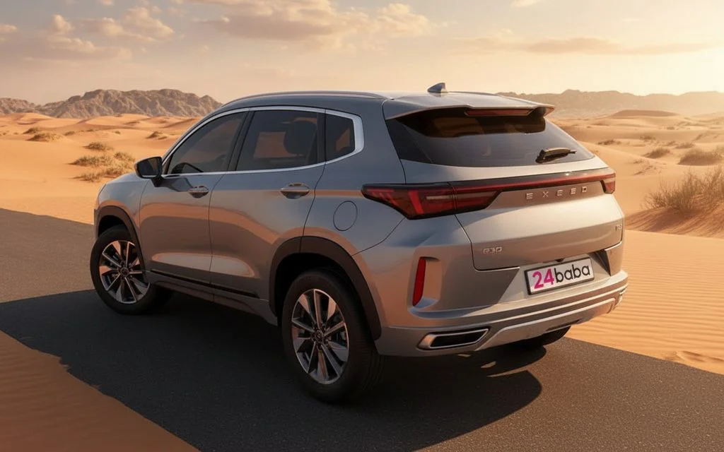 Exeed Lx 2025 Silver rear view showing taillights