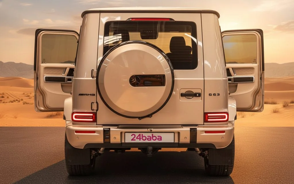 Mercedes G63 2025 Beige rear view showing taillights