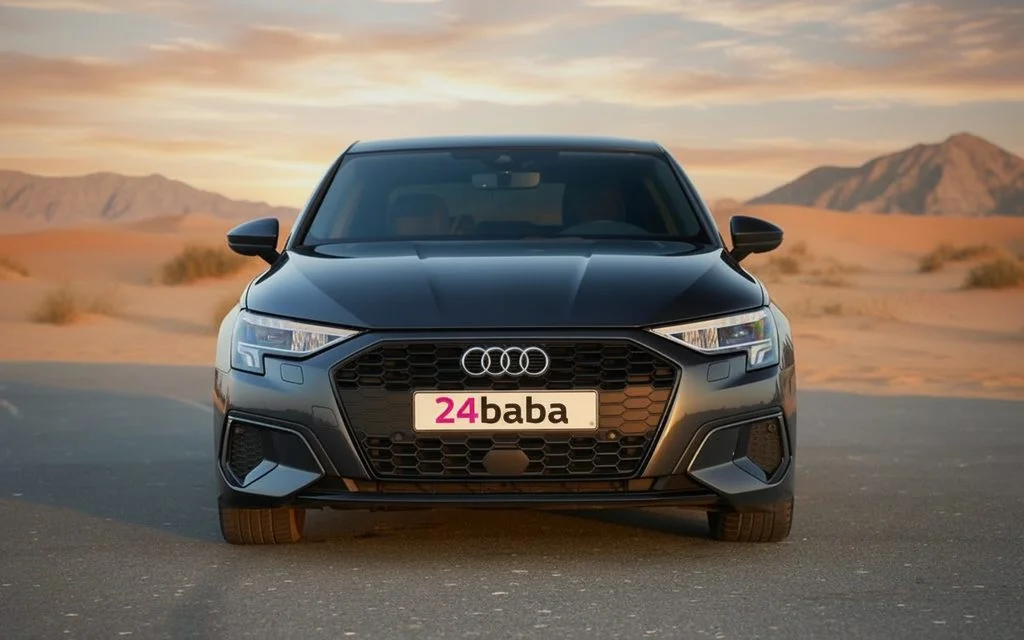 Audi A3 2023 Black front view with headlights