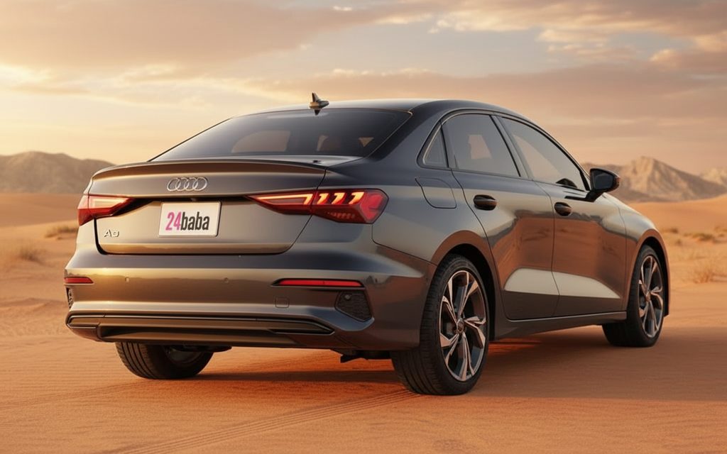 Audi A3 2023 Black rear view showing taillights