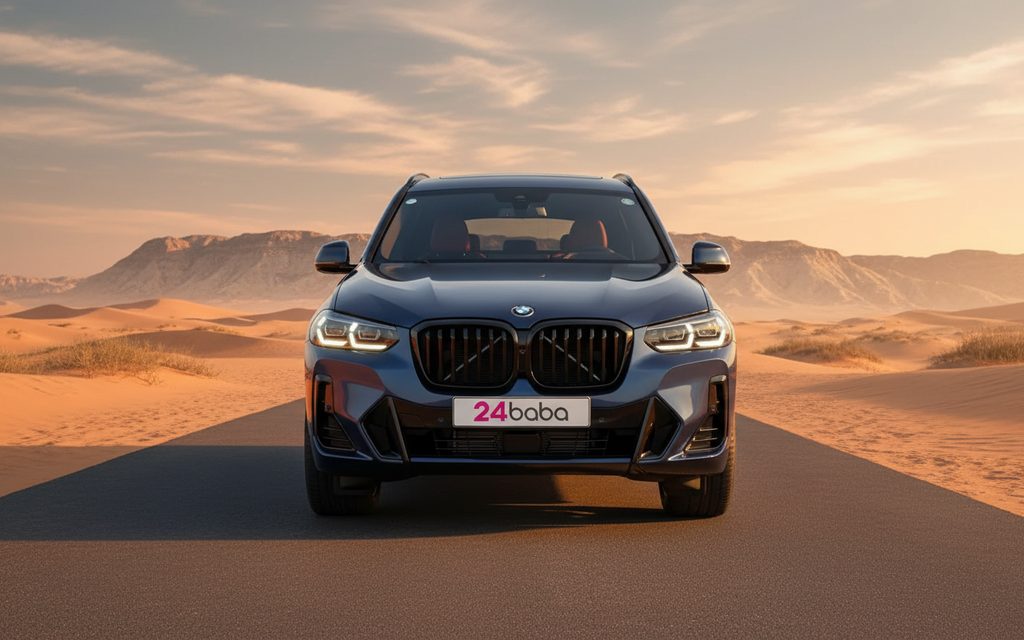 Bmw X3 2024 Blue front view with headlights