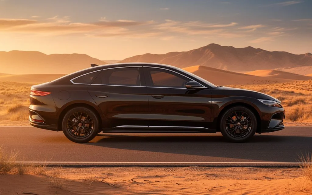 Byd Han 2024 Black side profile – rental in Dubai