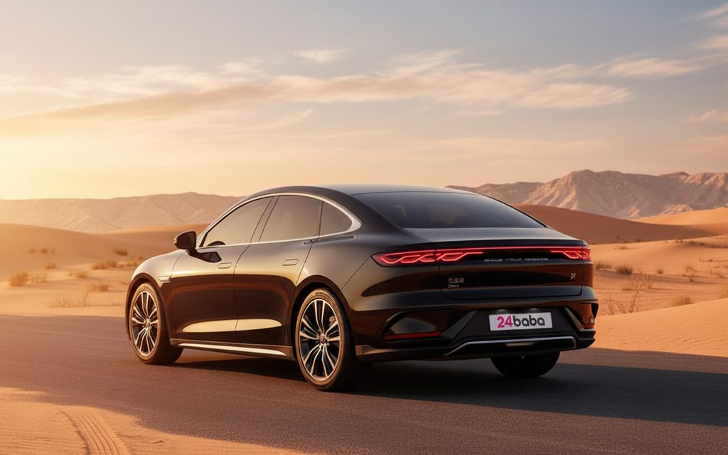 Byd Han 2024 Black rear view showing taillights – rental in Dubai