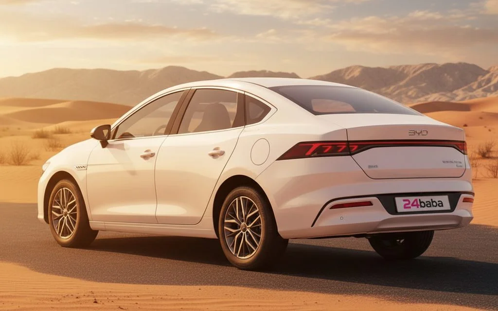 Byd Qin 2025 White rear view showing taillights