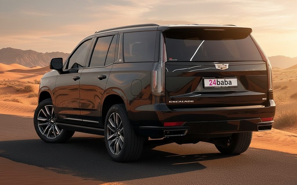 Cadillac Escalade 2022 Black rear view showing taillights