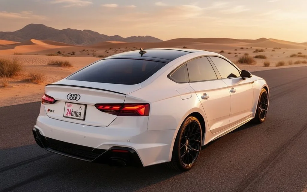 Audi A5 2021 White rear view showing taillights