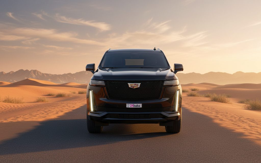 Cadillac Escalade 2023 Black front view with headlights