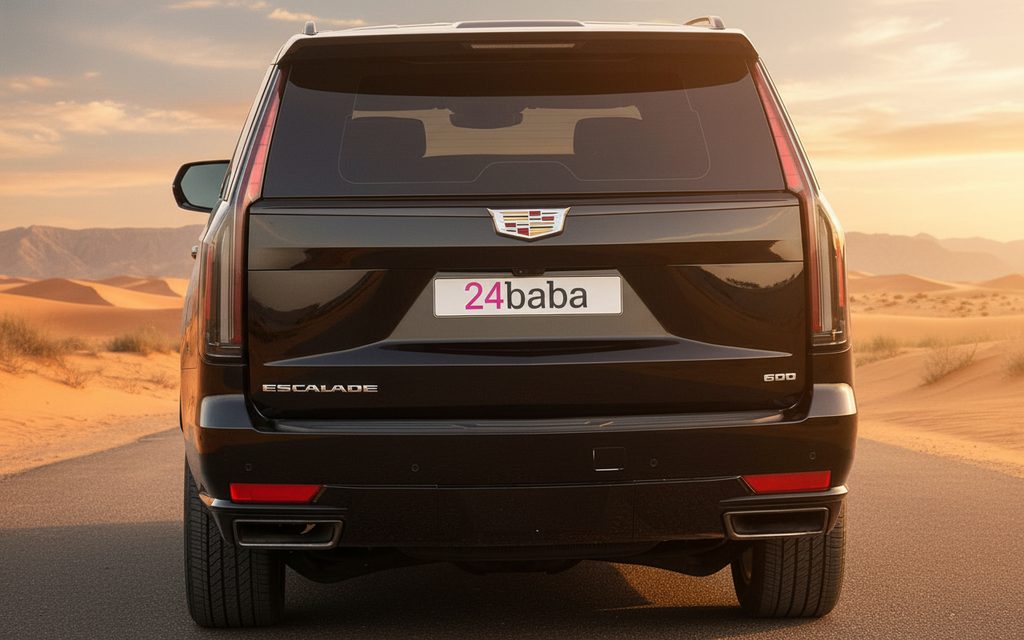 Cadillac Escalade 2023 Black rear view showing taillights