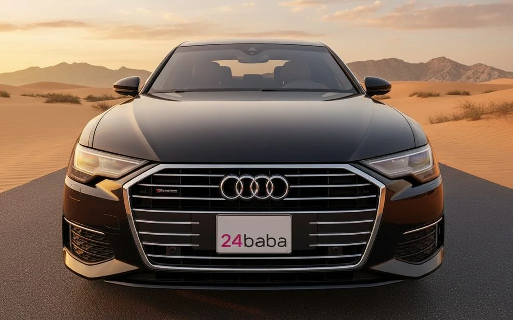 Audi A6 2020 Black front view with headlights