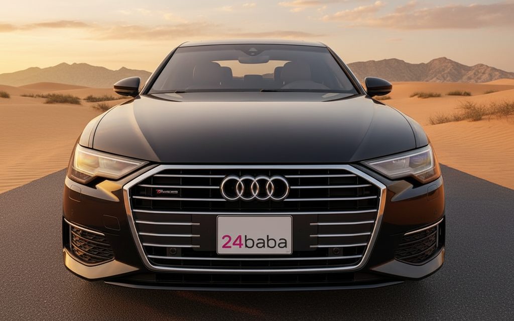 Audi A6 2020 Black front view with headlights