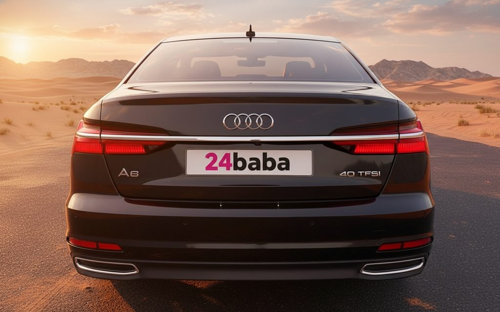 Audi A6 2020 Black rear view showing taillights