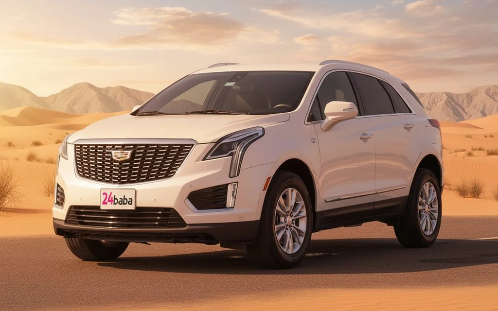 Cadillac Xt5 2021 White front view with headlights