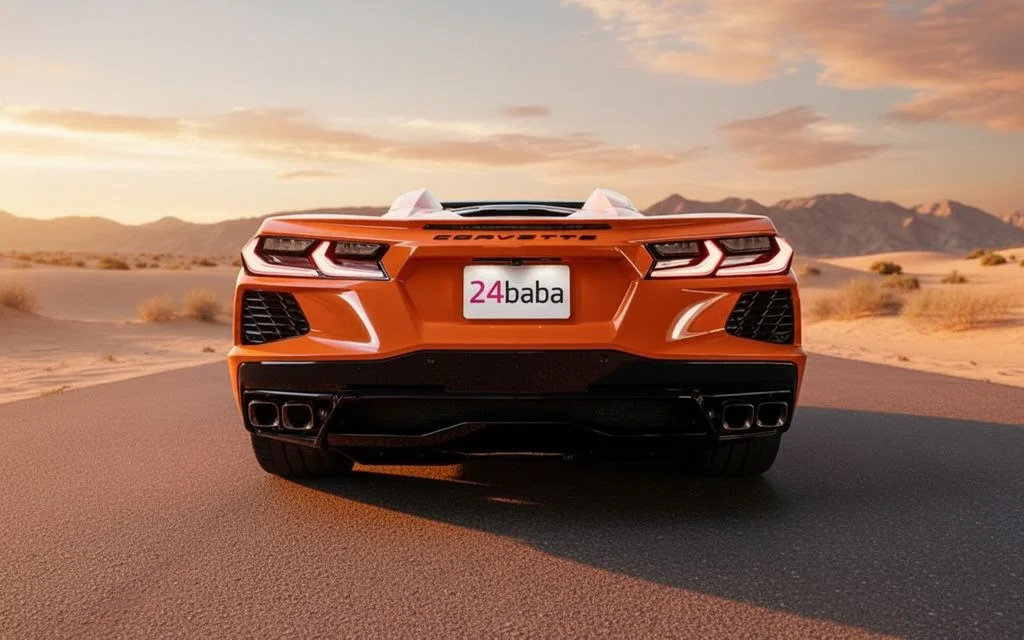 Chevrolet Corvette 2022 Orange rear view showing taillights