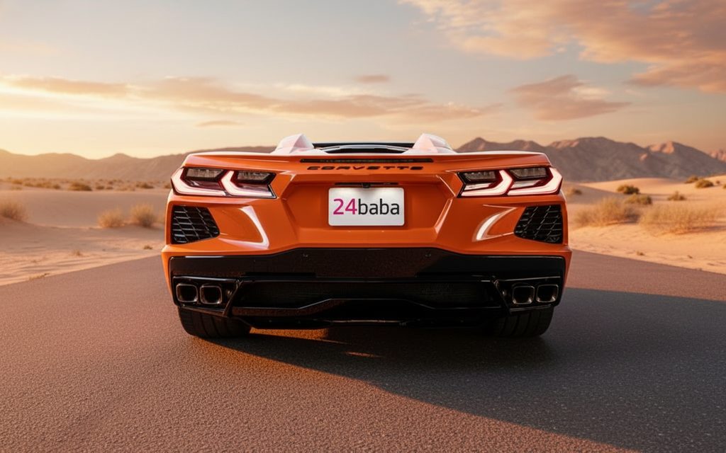 Chevrolet Corvette 2022 Orange rear view showing taillights