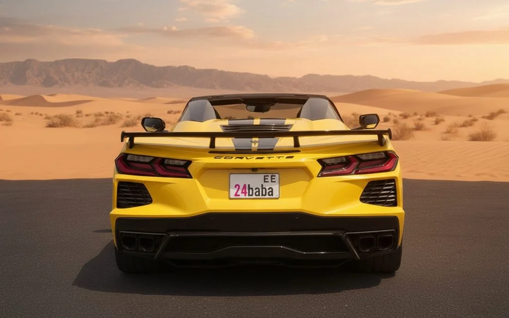 Chevrolet Corvette 2025 Yellow rear view showing taillights