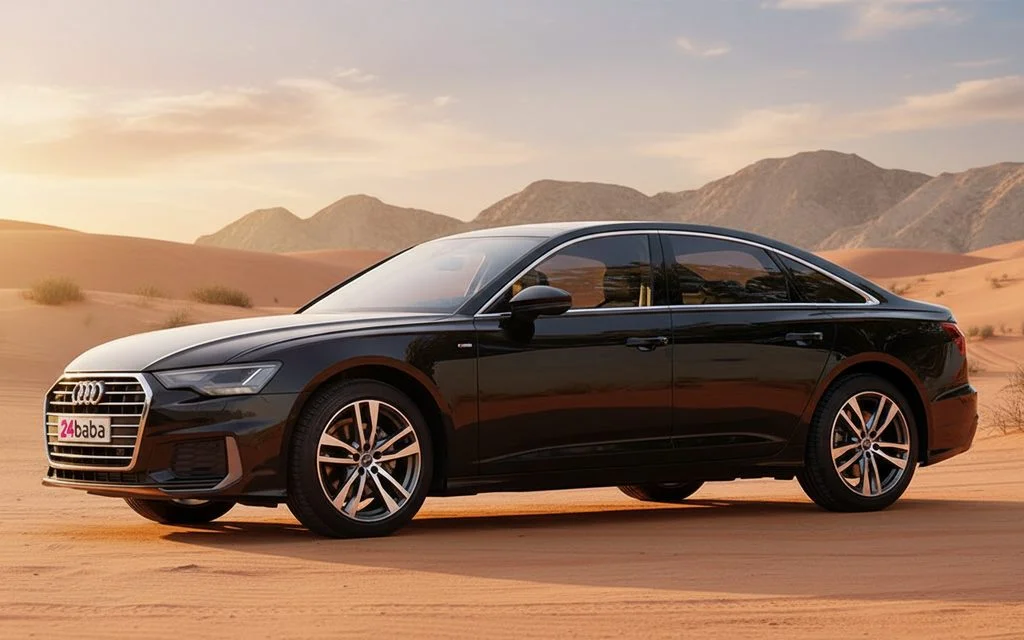 Audi A6 2023 Black rear view showing taillights