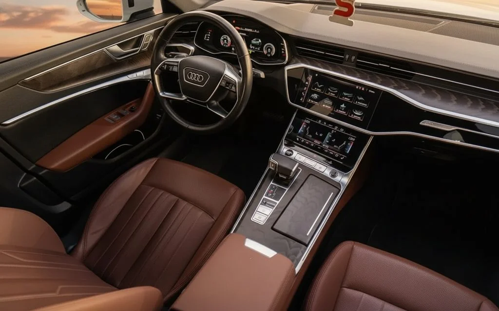 Audi A6 2021 interior view showing trim – rental in Dubai