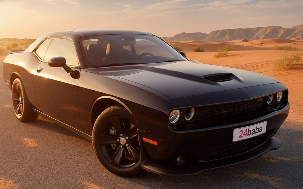 Dodge Challenger 2021 Black front view with headlights